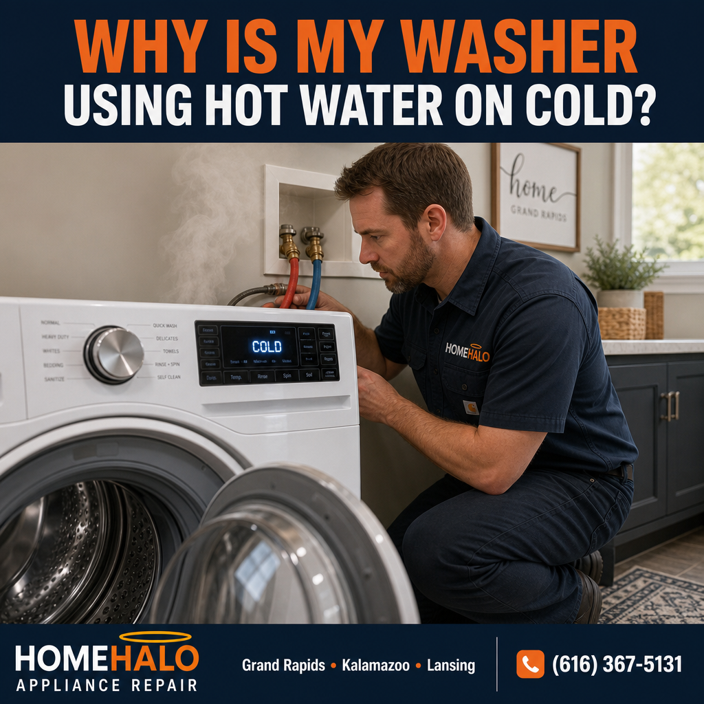 HomeHalo washer repair guide for a washer using hot water on the cold setting in West Michigan